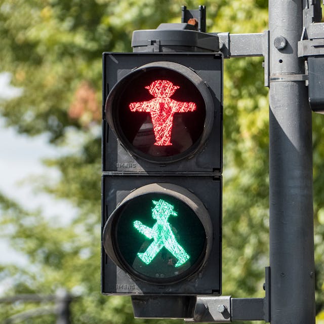A pedestrian crossing light in Berlin